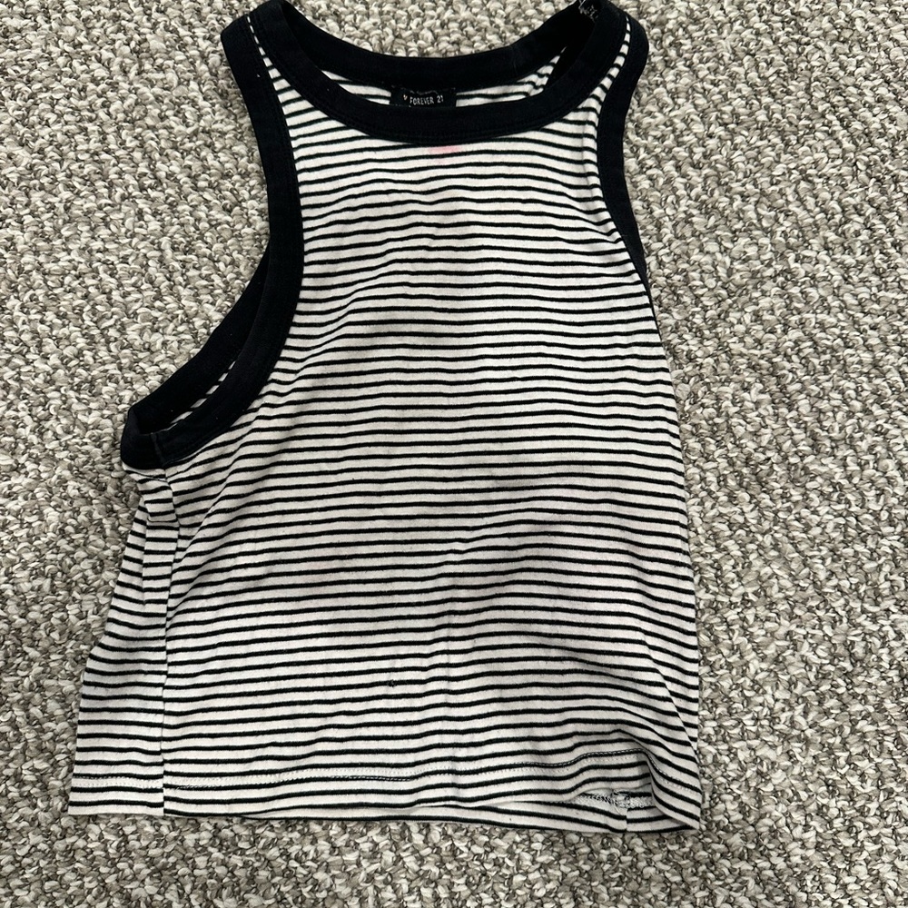 Forever 21 Black and White Striped Top
